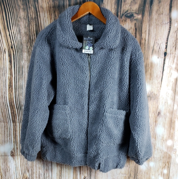 Onzie Teddy Sharpa Fleece Coat Pockets Zip Up Lined Jacket Pockets - Picture 5 of 12